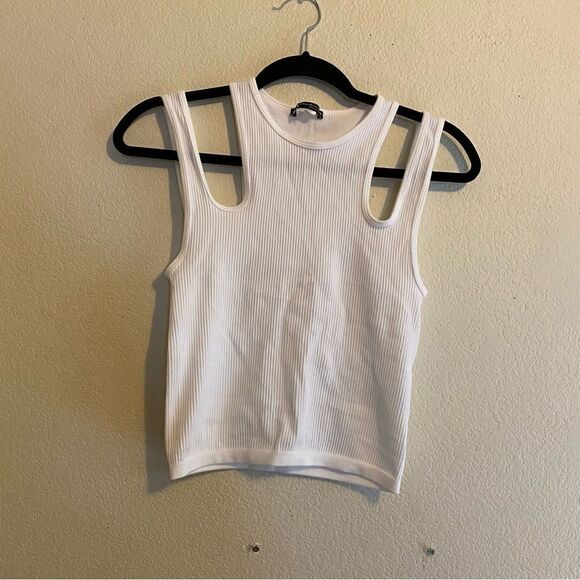Zara two shoulder double strap white tank top - Picture 4 of 10